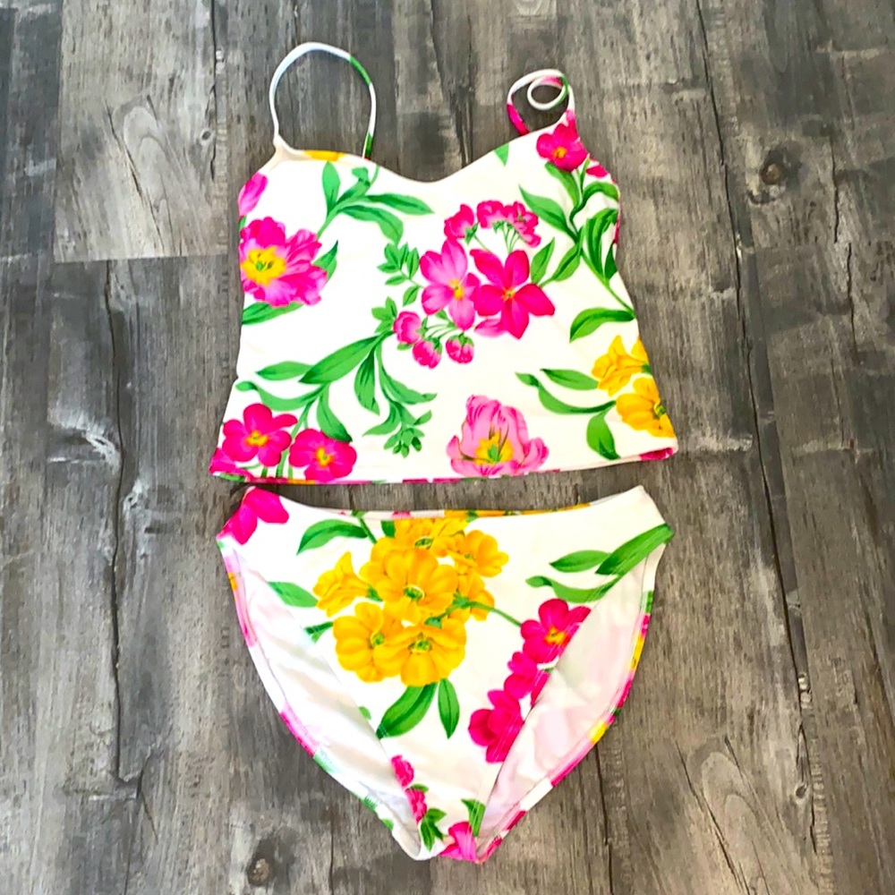 La Blanca floral 2 piece bathing suit size 12